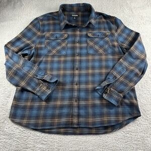 True Religion Shirt Mens 2x Blue Logo Workwear‎ Woven Plaid Flannel Utility